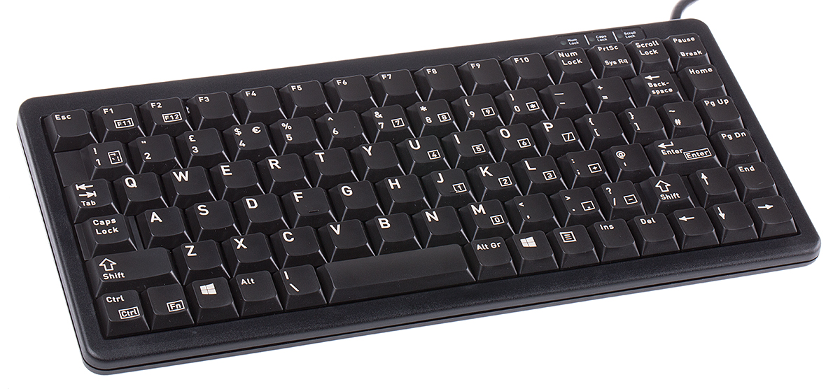 Cherry Wired PS/2, USB Compact Keyboard, QWERTY (UK), Black