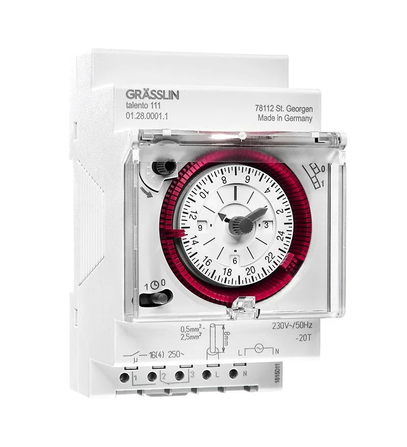 Grasslin Analogue DIN Rail Time Switch 230 V ac, 1-Channel