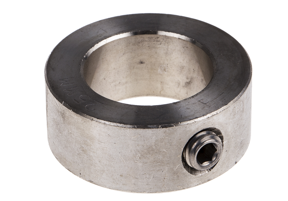 RS PRO Shaft Collar, One Piece, Set Screw, Bore 25mm, OD 40mm, W 16mm, Stainless Steel