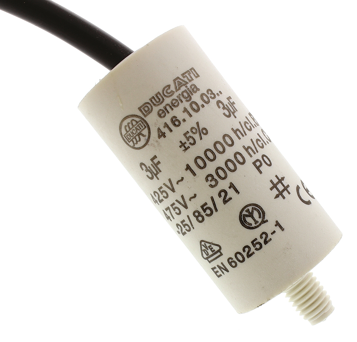Ducati Energia 4.16.10 Polypropylene Film Capacitor, 400 → 500V ac, ±5%, 3μF, Stud Mount