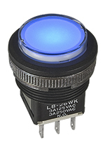 NKK Switches Illuminated Push Button Switch, On-On, Panel Mount, DPDT, IP65