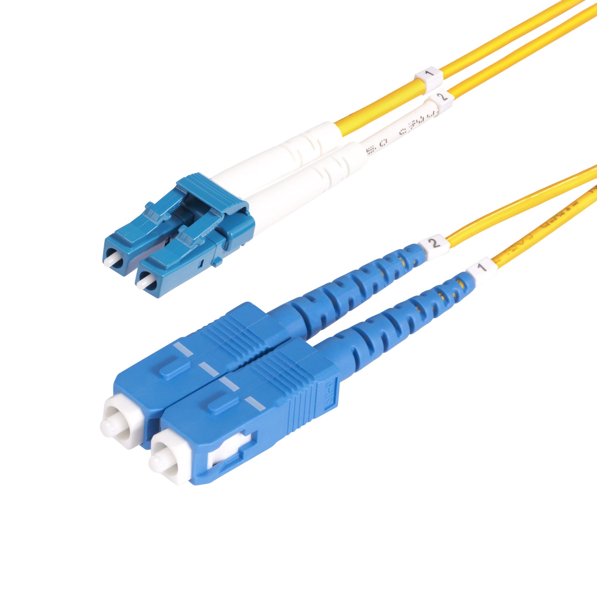 StarTech.com LC to SC Duplex Single Mode OS2 Fibre Optic Cable, Yellow, 15m