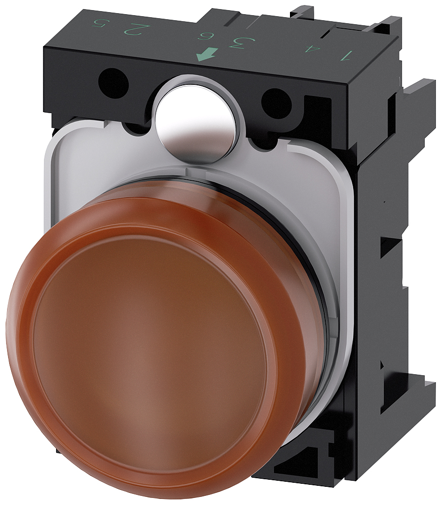 Siemens, SIRIUS ACT 3SU11, Panel Mount Orange LED Indicator, 22mm Cutout, Round, 230V ac
