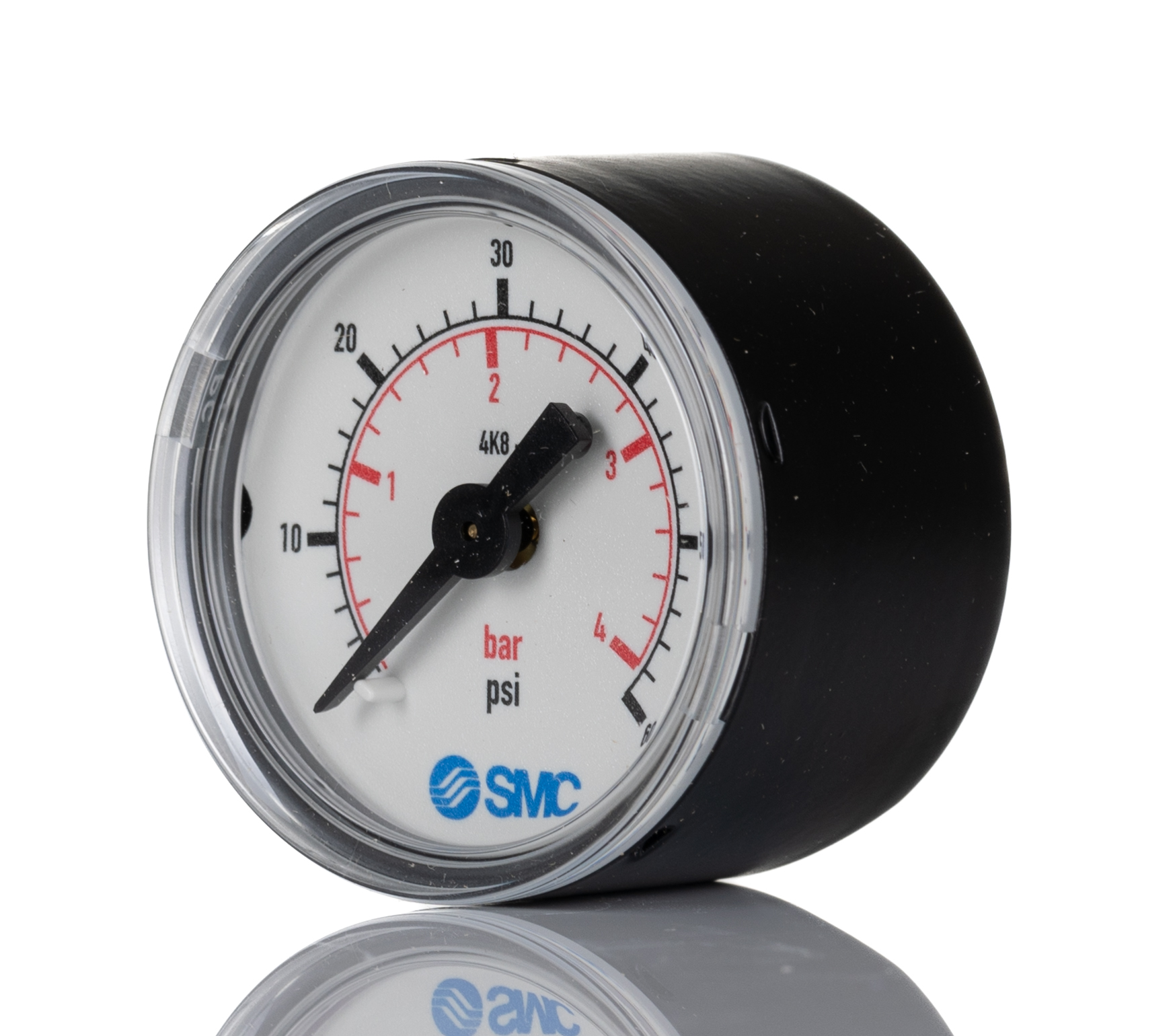 SMC Threaded, One-Touch Fitting Pressure Gauge 50 mm 4 bar