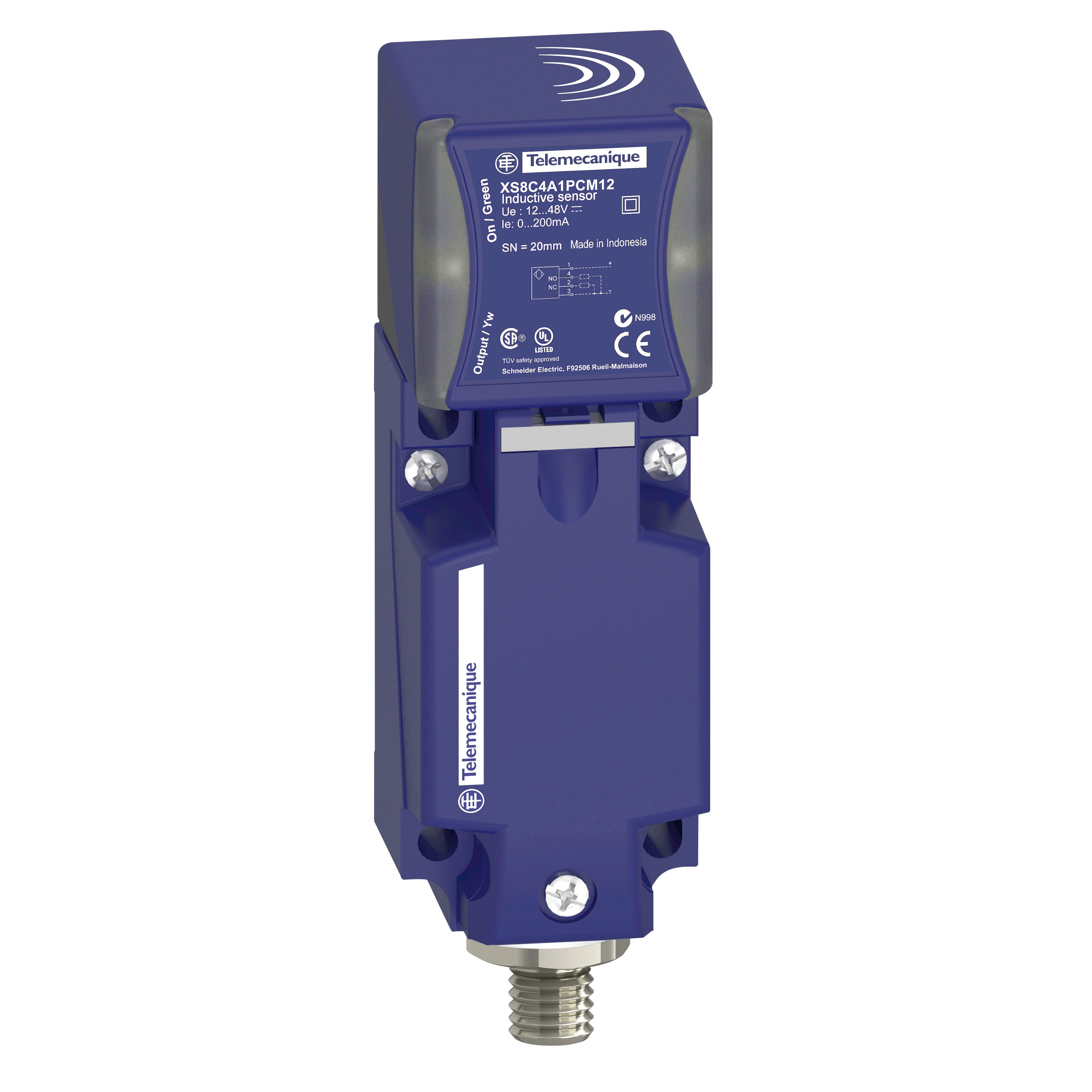 Telemecanique Sensors Inductive Block Proximity Sensor, 20 mm Detection, PNP NO+NC, 12 → 48 V dc
