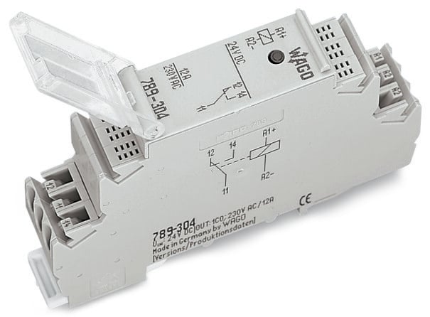 WAGO 789 Series Relay Module, DIN Rail Mount, 230V ac Coil, SPDT, 1-Pole, 12A Load