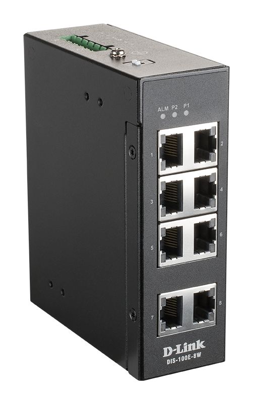 D-Link 8-Port Industrial Fast Ethernet Unmanaged Switch, Unmanaged 8 Port Ethernet Switch