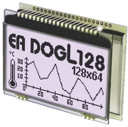 Display Visions EA DOGL128W-6 Graphic LCD Display, Black on White, Transflective
