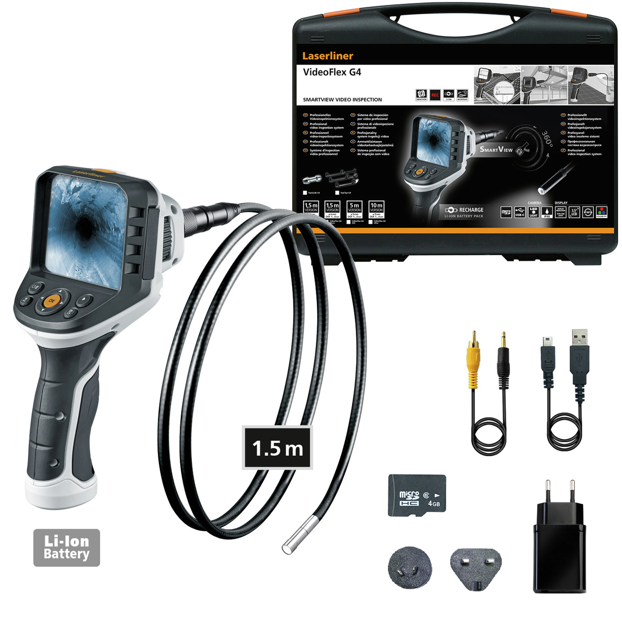 Laserliner 092.941A 6mm probe Inspection Camera Kit, 1500mm Probe Length, 640 x 480pixels Resolution, LED Illumination