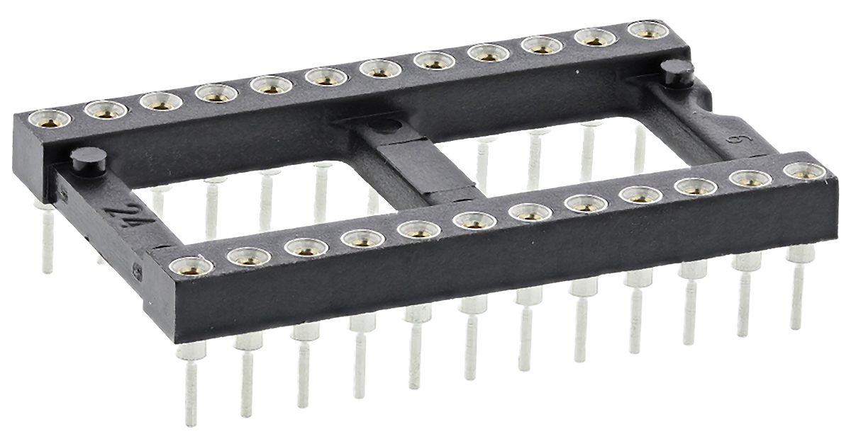 Preci-Dip 2.54mm Pitch Vertical 24 Way, Through Hole Turned Pin Open Frame IC Dip Socket, 1A