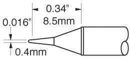 Metcal STTC 0.4 mm Conical Soldering Iron Tip for use with MX-H1-AV, MX-RM3E