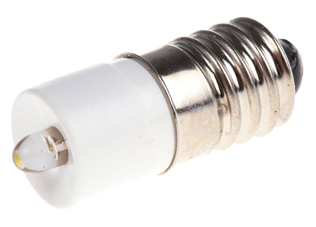 RS PRO White LED Indicator Lamp, 130V ac, E10 Base, 10mm Diameter, 710mcd