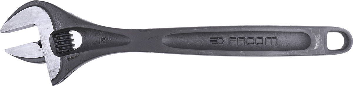 Facom Adjustable Spanner, 456 mm Overall, 53mm Jaw Capacity, Metal Handle