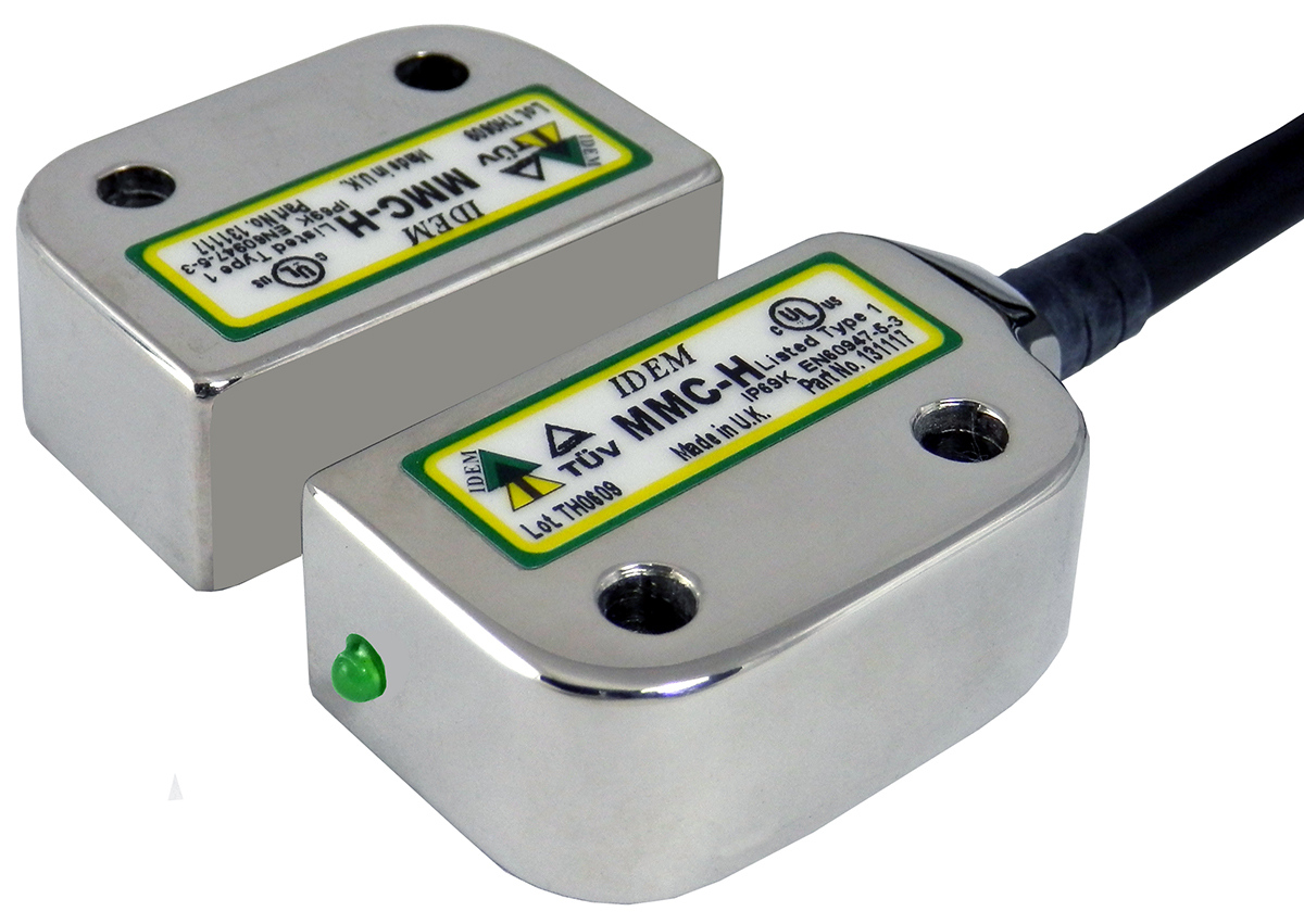 IDEM MMC-H Series Magnetic Non-Contact Safety Switch, 24V dc, 316 Stainless Steel Housing, 2NC, 2m Cable