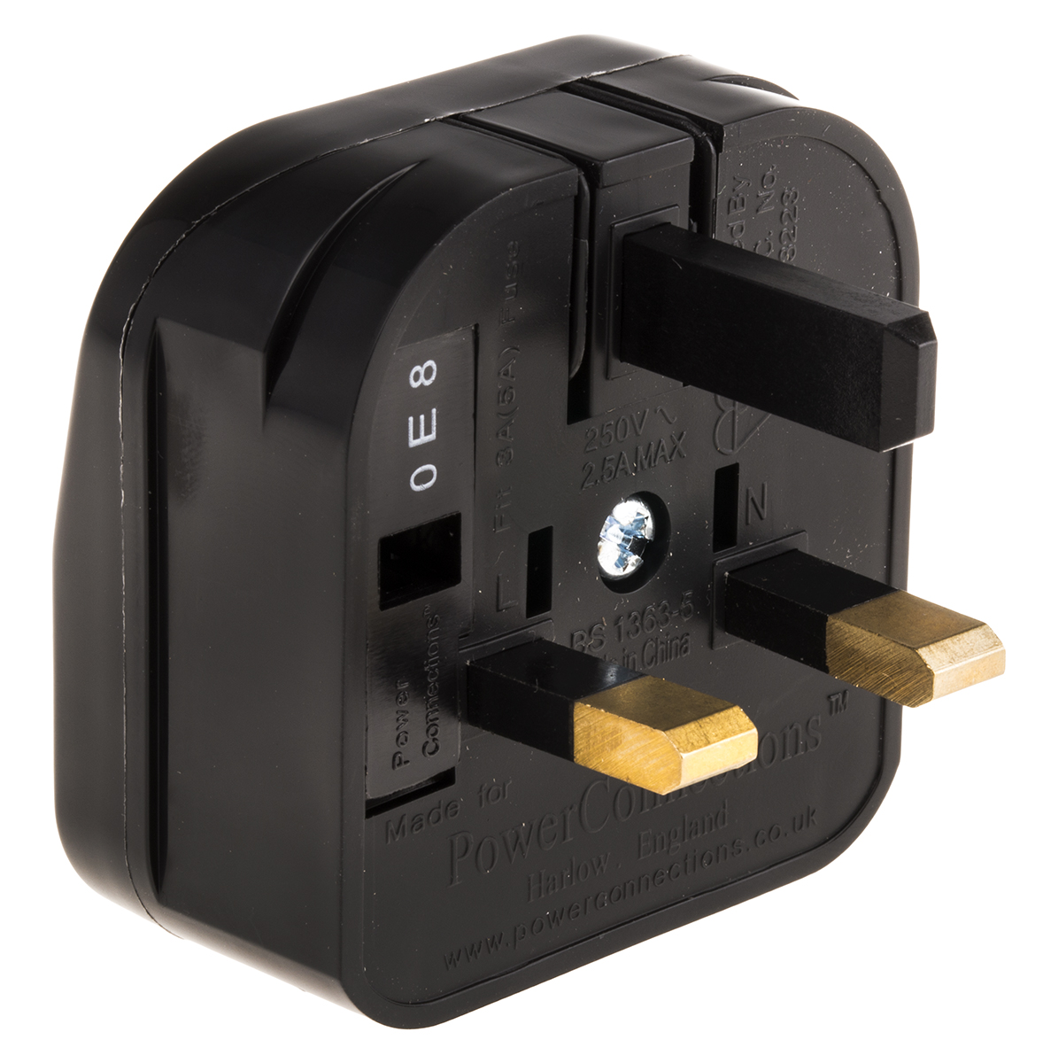 PowerConnections Europe to UK Mains Connector Converter, Rated At 5A