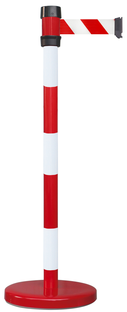 RS PRO Red & White Steel Retractable Barrier, 2m, Red, White Tape