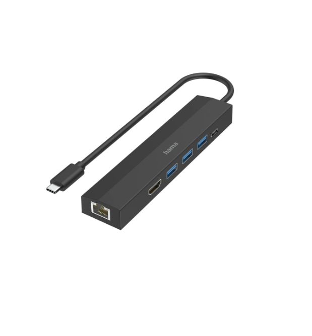 Hama 6 Port USB 3.2 USB A, USB C USB C Hub, USB Powered, 14.7 x 1.6 x 3.17cm