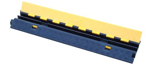 RS PRO 1m Black/Yellow Cable Cover in Natural Rubber, 32mm Inside dia.