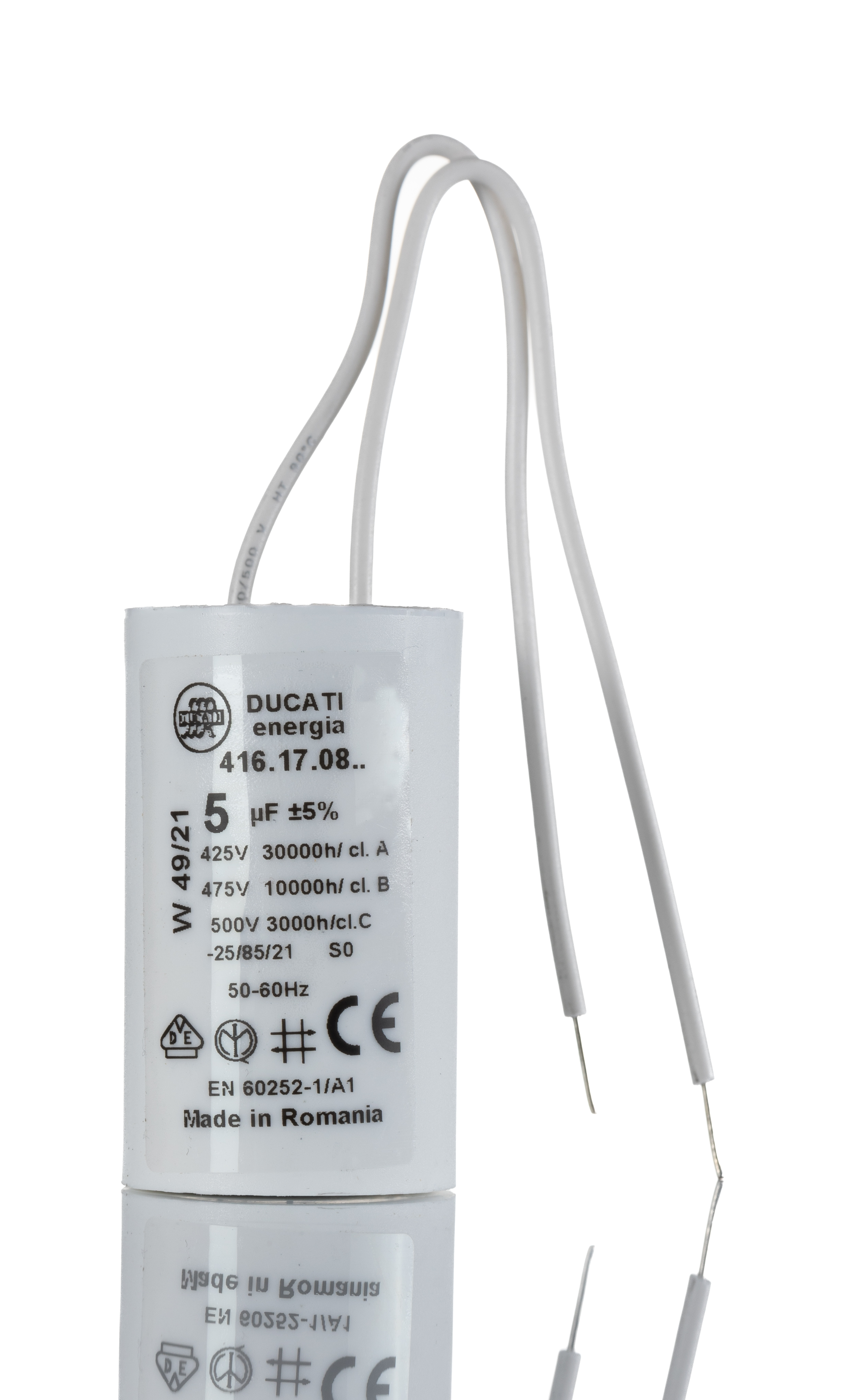 Ducati Energia 4.16.17 Polypropylene Film Capacitor, 400 → 500V ac, ±5%, 5μF, Plug In