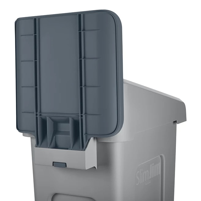 Rubbermaid Commercial Products Slim Jim 23gal Grey Hinged Waste Bin