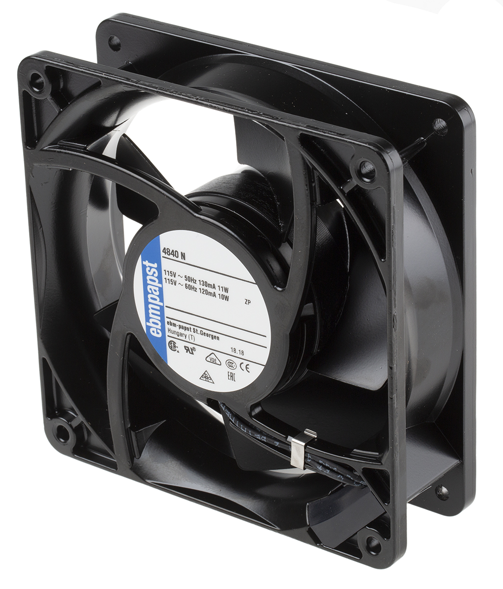 ebm-papst 4000 N Series Axial Fan, 115 V ac, AC Operation, 85m³/h, 10W, 87mA Max, 119 x 119 x 38mm