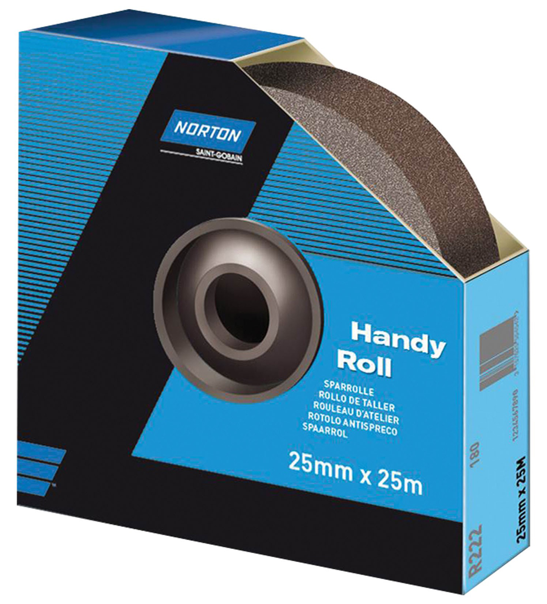 Norton P60 Grit Medium Sandpaper Roll, 25m x 25mm