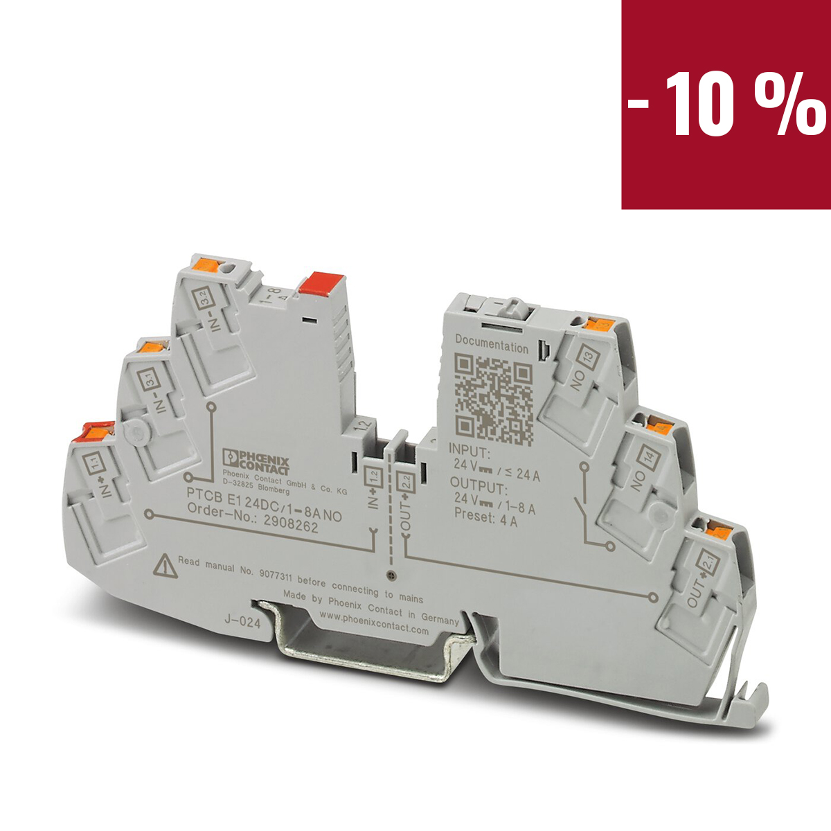 Phoenix Contact Electronic Device Circuit Breaker Electronic Circuit breaker 8A 24V PTCB, 1 channels , DIN Rail Mount