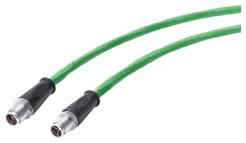 Siemens, 300mm Cat7, Green M12 to Male M12, Aluminium Foil, Tinned Copper Braid Shielded, Terminated