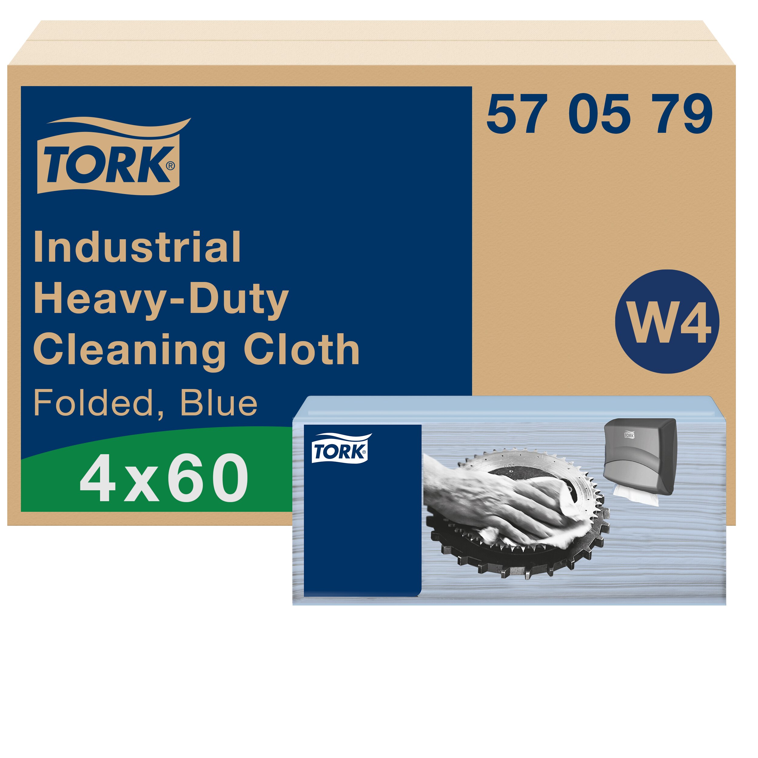 Tork Blue Non Woven Fabric Cloths for Heavy Duty Cleaning, Dry Use, Box of 60, 41.5 x 35.5, Repeat Use