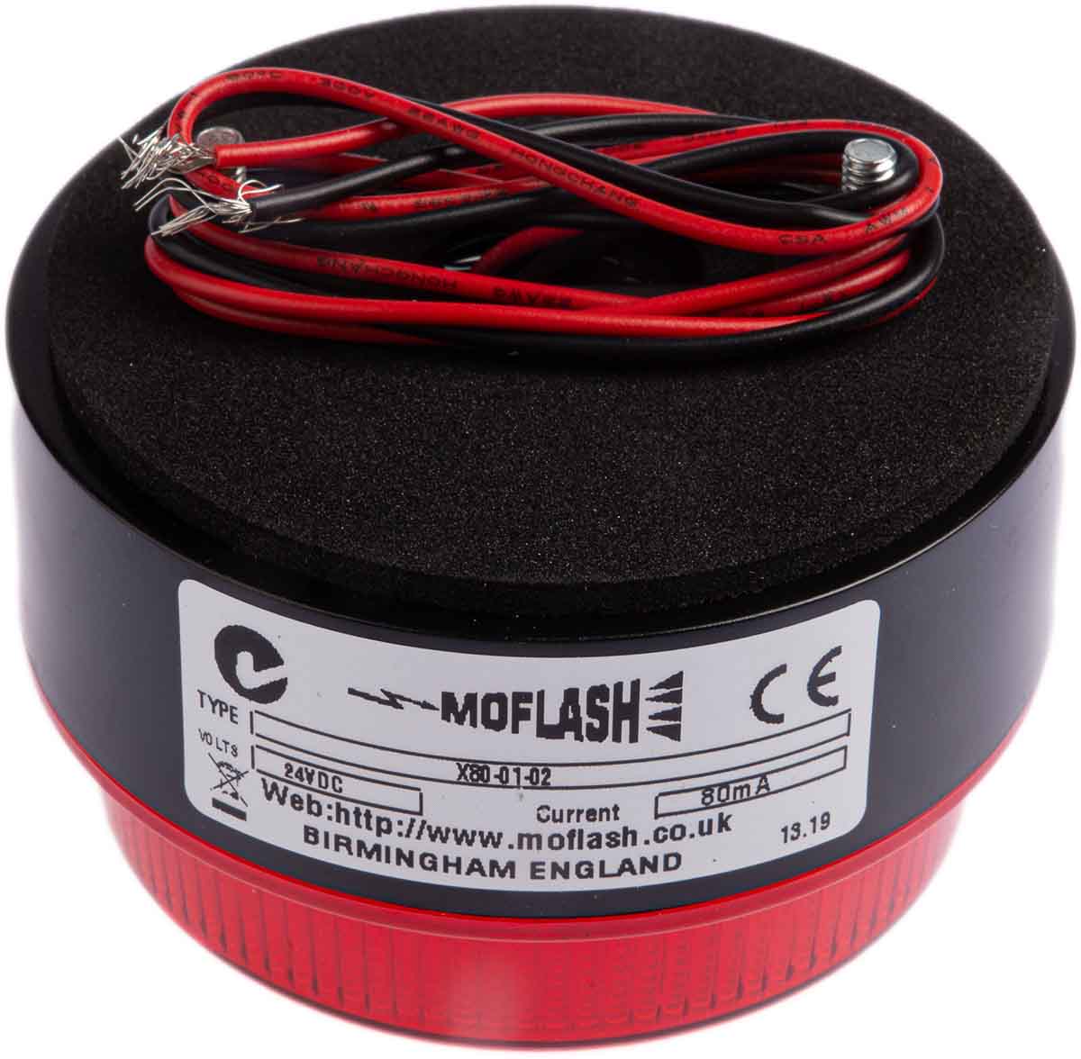 Moflash X 80 Series Red Flashing Beacon, 24 V, Surface Mount, Xenon Bulb, IP67