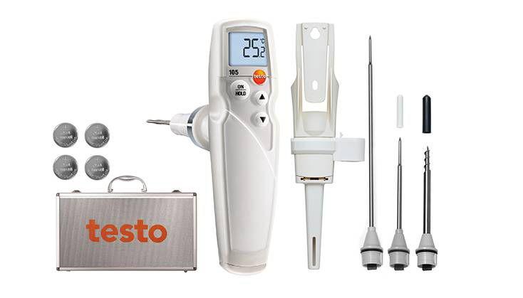 Testo 105 Wireless Digital Thermometer for Food Industry Use, Immersion, Penetration Probe, 1 Input(s), +275°C Max, ±1