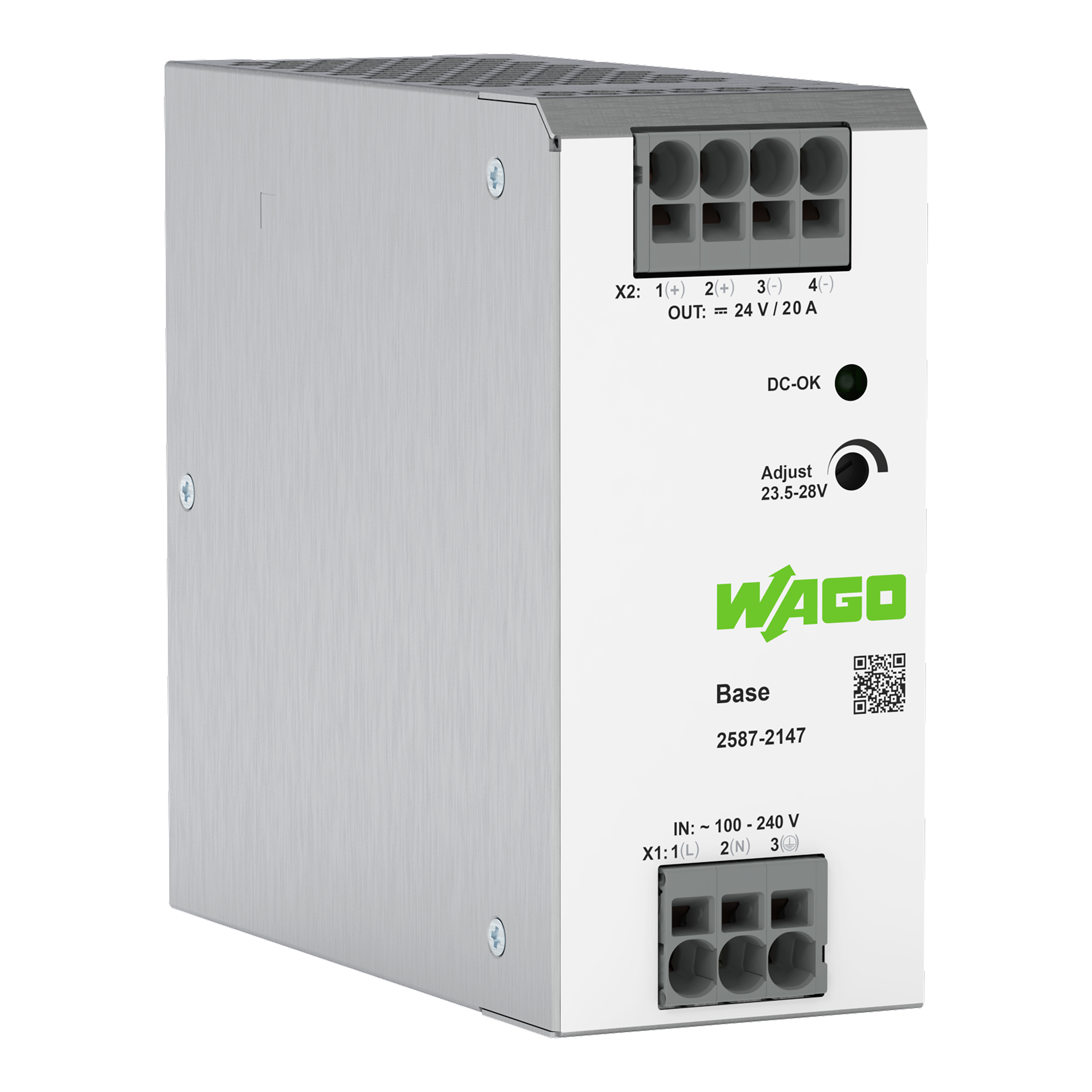 WAGO 2587 Power Supply, 240V ac ac Input, 24V dc dc Output, 5A Output