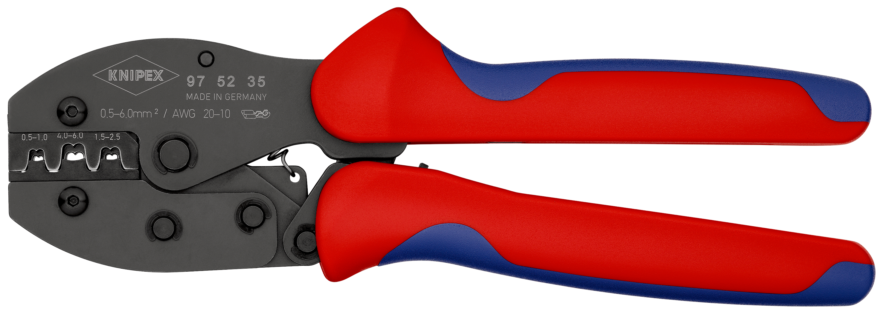 Knipex PreciForce® Hand Ratcheting Crimp Tool for Uninsulated Open Barrel Terminals, 0.5 → 6mm² Wire