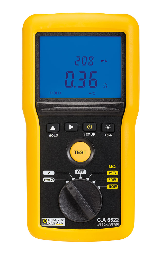 Chauvin Arnoux CA 6522 Insulation & Continuity Tester, 250V Min, 1000V Max, 40GΩ Max, CAT IV - UKAS Calibration