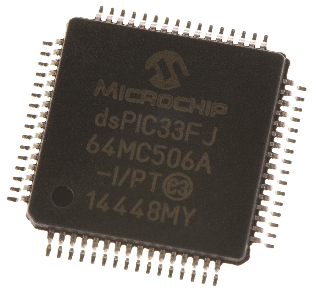 Microchip dsPIC33FJ64MC506A-I/PT, 16 bit dsPIC, dsPIC33FJXXXGPX06 Microcontroller, 80 MHz, 64kB FLASH, 64-Pin TQFP