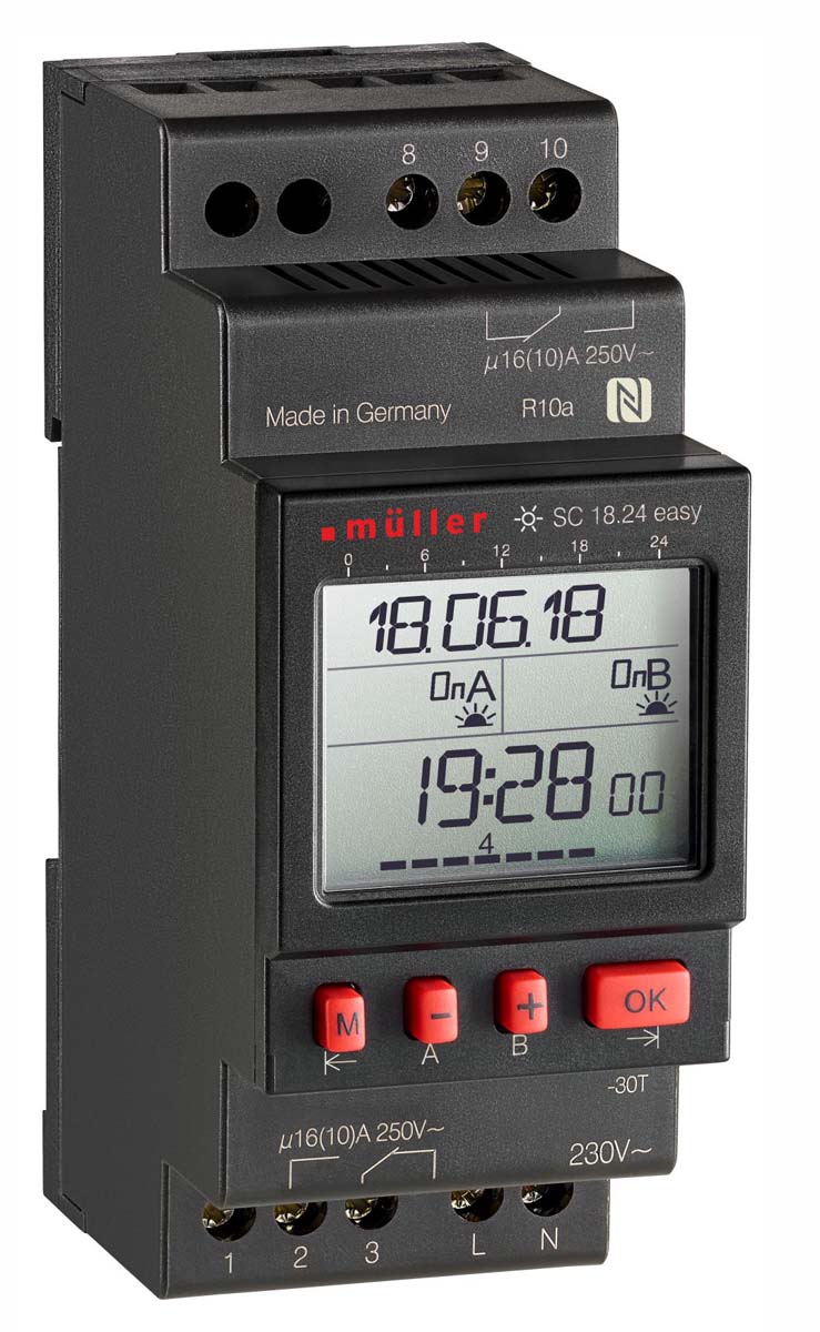 Muller Digital DIN Rail Time Switch 230 V ac, 2-Channel