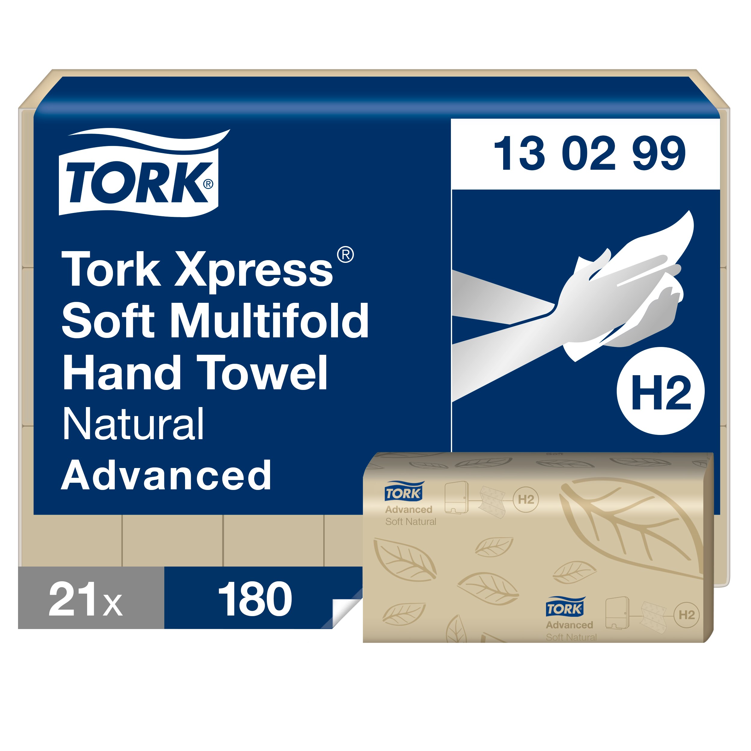 Tork Multifold Natural Paper Towel, 324 x 212mm, 2-Ply, 12 x 180 Sheets Sheets