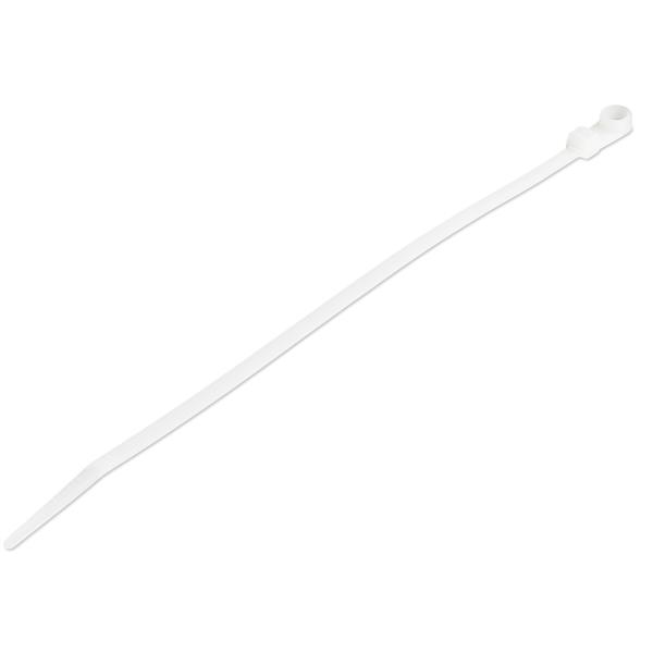 StarTech.com Cable Tie, Cable Ties With Mounting Hole, 219mm x 2.5 mm, White Nylon, Pk-100