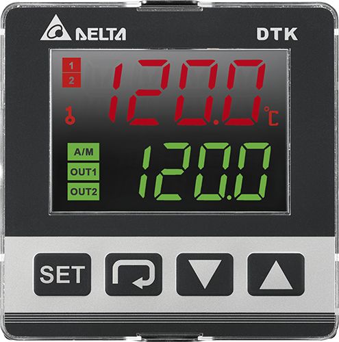 Delta Electronics DTK Panel Mount PID Temperature Controller, 72 x 72mm 1 Input, 2 Output Relay, 100 → 240 V