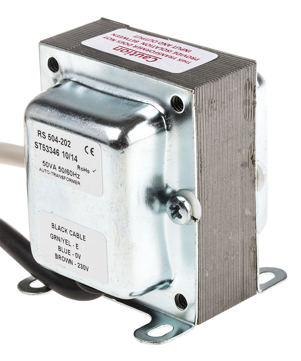 RS PRO 50VA Enclosed Autotransformer, 230V ac Primary, 115V ac Secondary