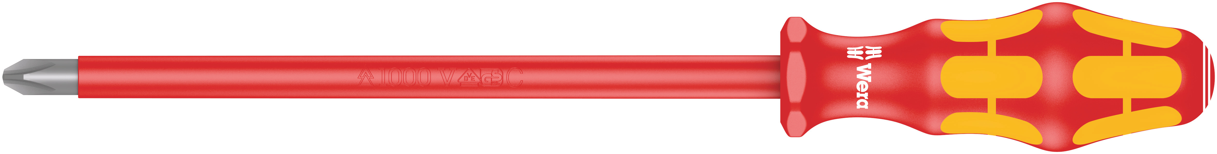 Wera Phillips Insulated Screwdriver, PH4 Tip, 200 mm Blade, VDE/1000V, 312 mm Overall