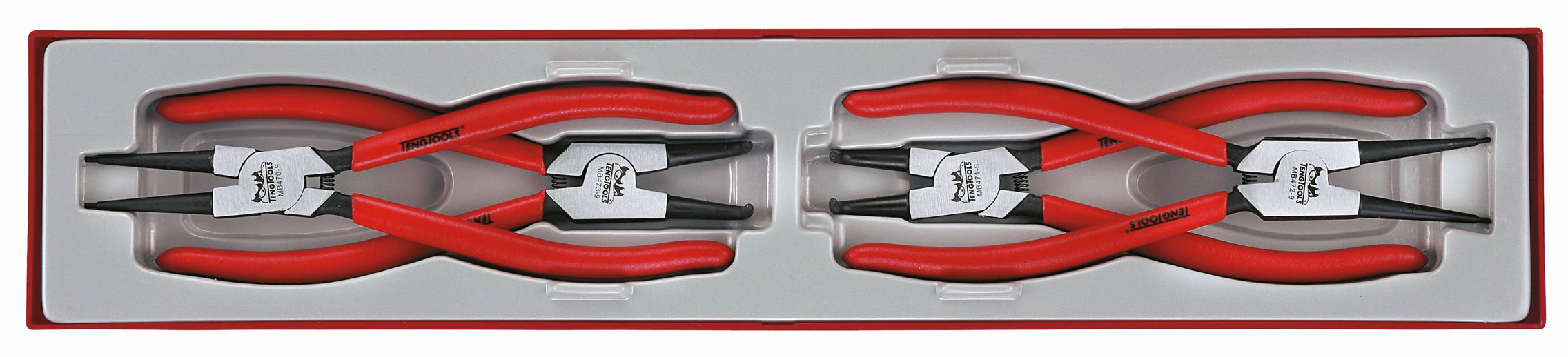 Teng Tools TTX474-9 4-Piece Circlip Pliers, 115 mm Overall, Straight Tip