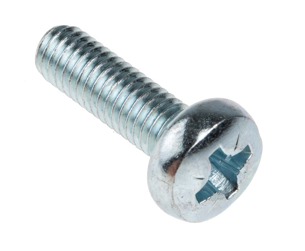 RS PRO Pozi M6 Pan Steel Machine Screws DIN 7985 x 20.0mm