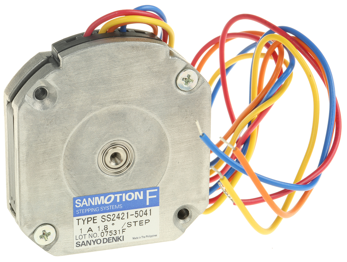 Sanyo Denki SS24 Series Hybrid, Single Shaft Stepper Motor, 83mNm Torque, 24 V, 1.8°, 42 x 42mm Frame, 5mm Shaft