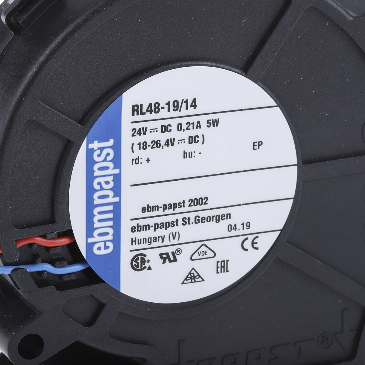 ebm-papst RL 48 Series Centrifugal Fan, 24 V dc, 28m³/h, DC Operation, 75.5 x 75.2 x 27mm