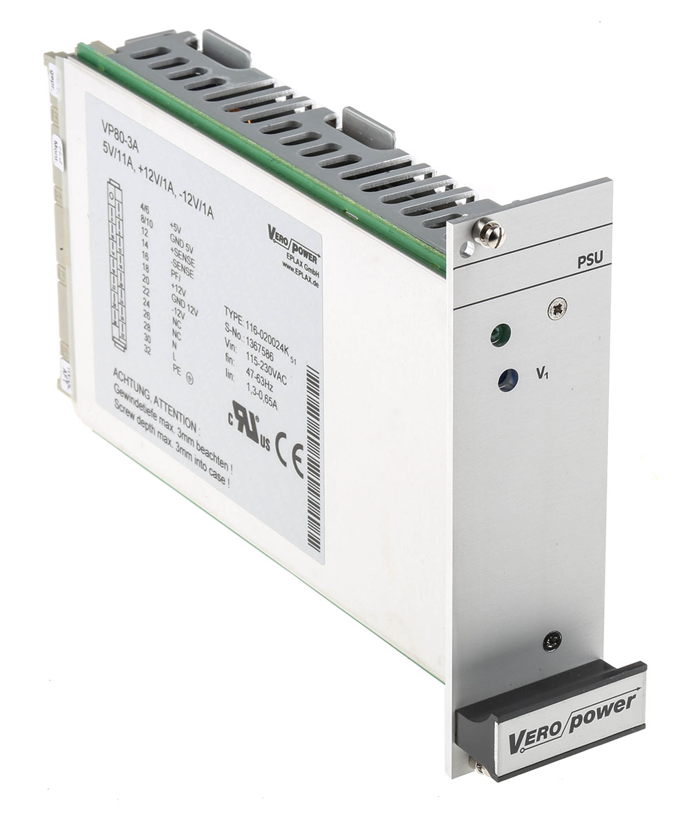Eplax Switching Power Supply, 116-020024K, 5 V dc, ±12 V dc, 1.01 A, 12 A, 80W, Triple Output, 94 → 253V ac