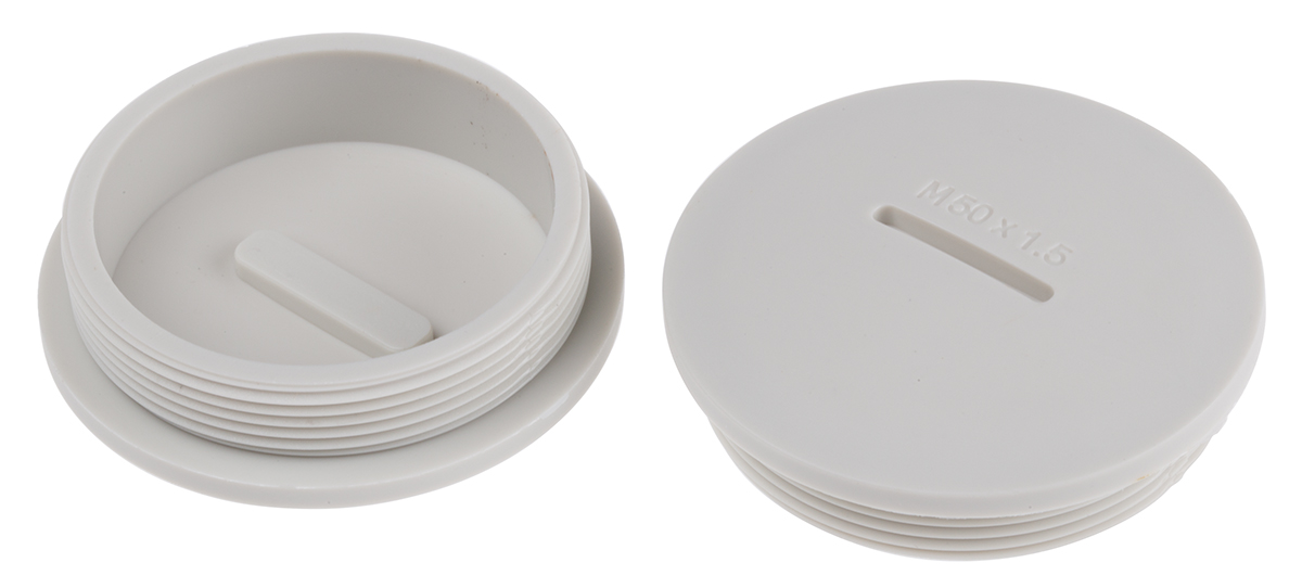 RS PRO Blanking Plug, M50, 49.9mm Hole Diameter, Nylon 66, 55.5mm Diameter, Threaded
