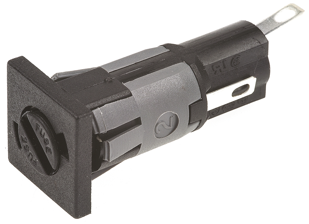 Bulgin 10A Panel Mount Fuse Holder for 5 x 20mm Fuse, 1P, 250V ac
