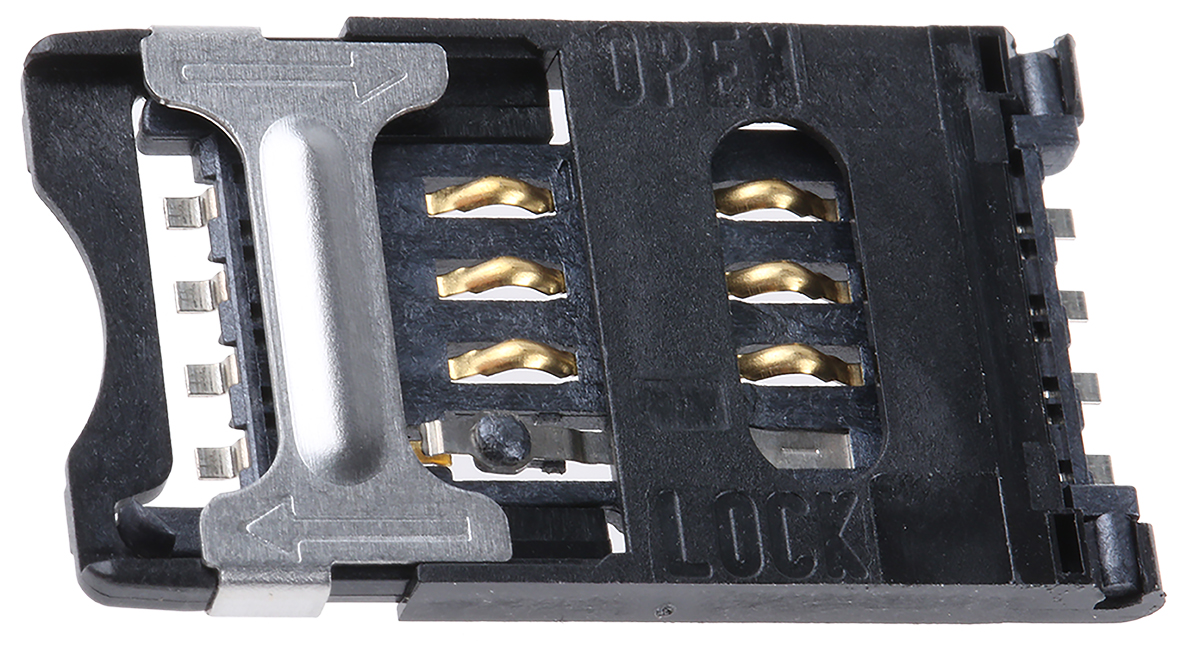 C & K 8 Way SAM, SIM Memory Card Connector With Solder Termination
