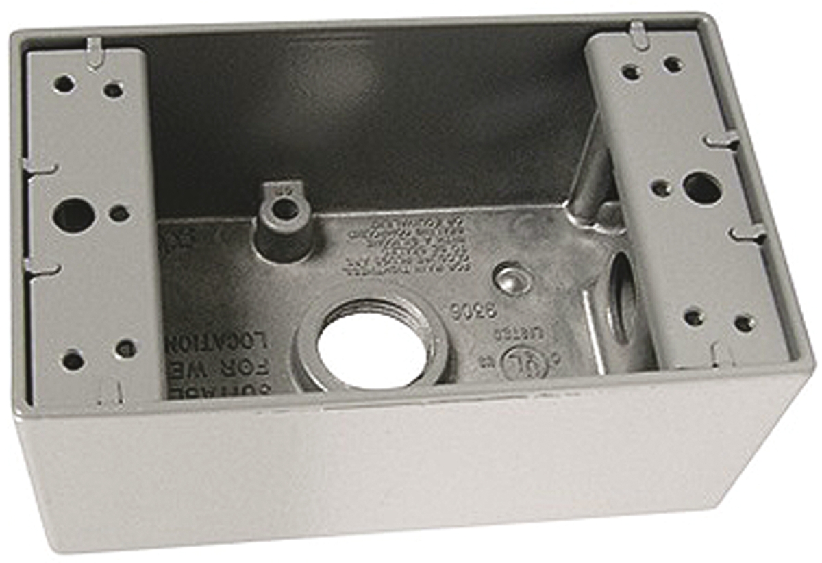 PASS & SEYMOUR Grey Aluminium Back Box, 1 Gangs, 2.86 x 2.09 x 4.63in